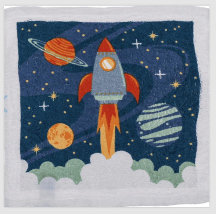 Space Rocket Magic Flannel Man Face Towel cloth Kids Bath Wash bath travel