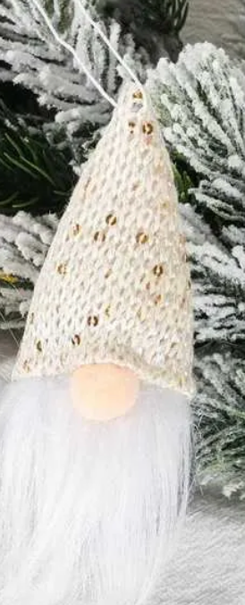 Christmas Gonk Small Nordic Gnome Hanging Tree Decoration Pink White  X 2