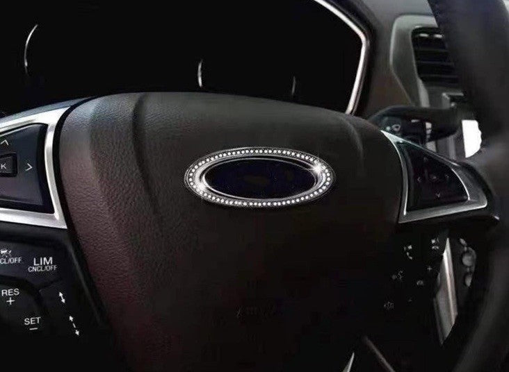 Car Ford Rhinestone Steering Wheel Center Emblem Trim Diamond Sticker Logo