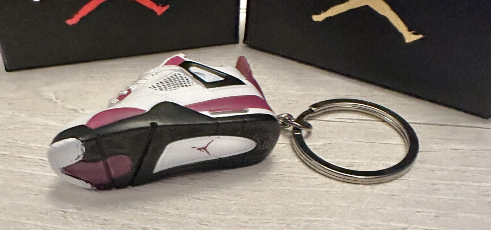 Mini Nike Jordan 4 3D Trainer sneaker Keyring Bordeaux Wine Shoe No Box