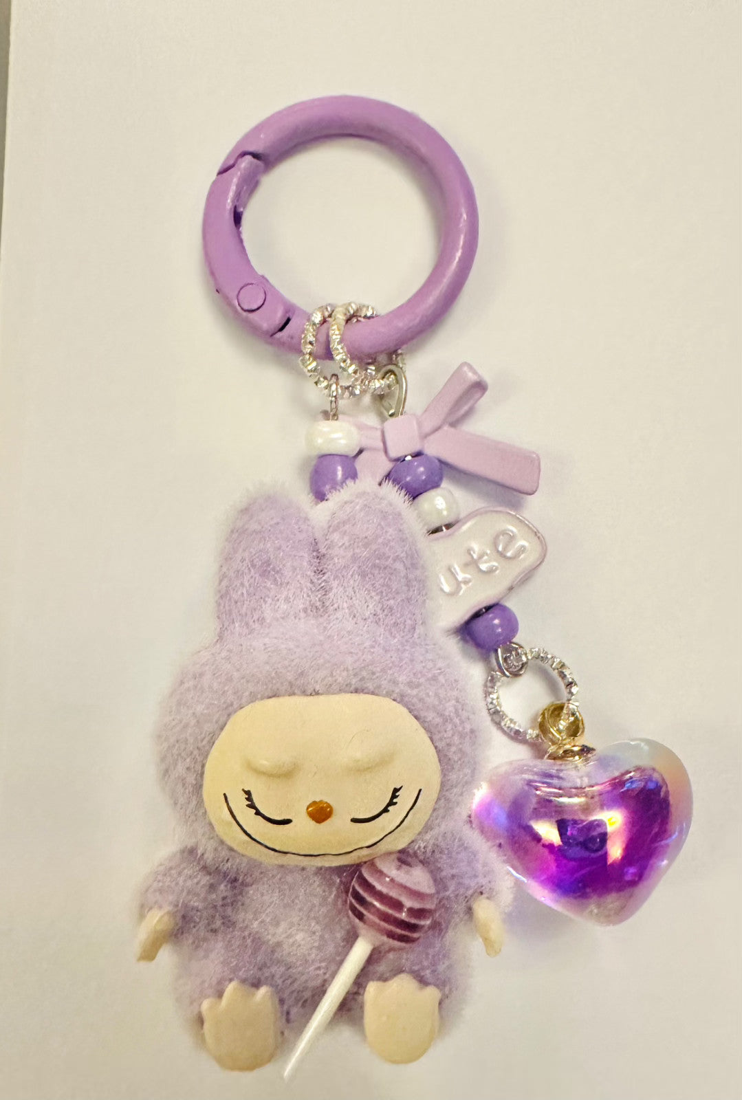 Monster lolipop La # Bu Keyring 3D Heart Charms Kawaii Doll Teddy Keychain Bag