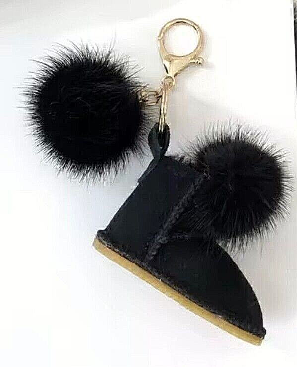 Cute Furry Snow brand boot keyring Gift pom pom Fur shoe Keychain Bag Charm