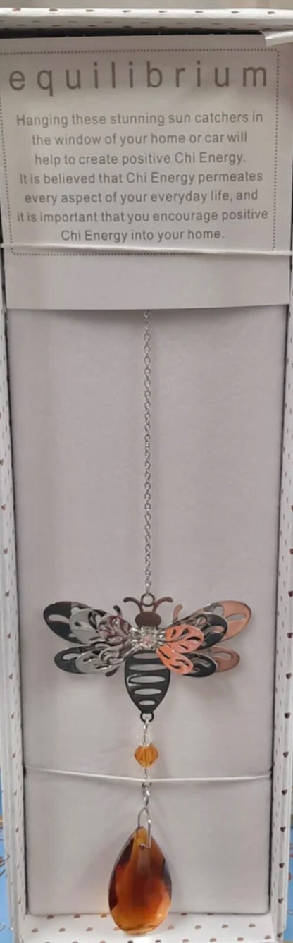 3D Garden Bumble Bee Suncatcher window hanging Spiritual crystal glass Gift box