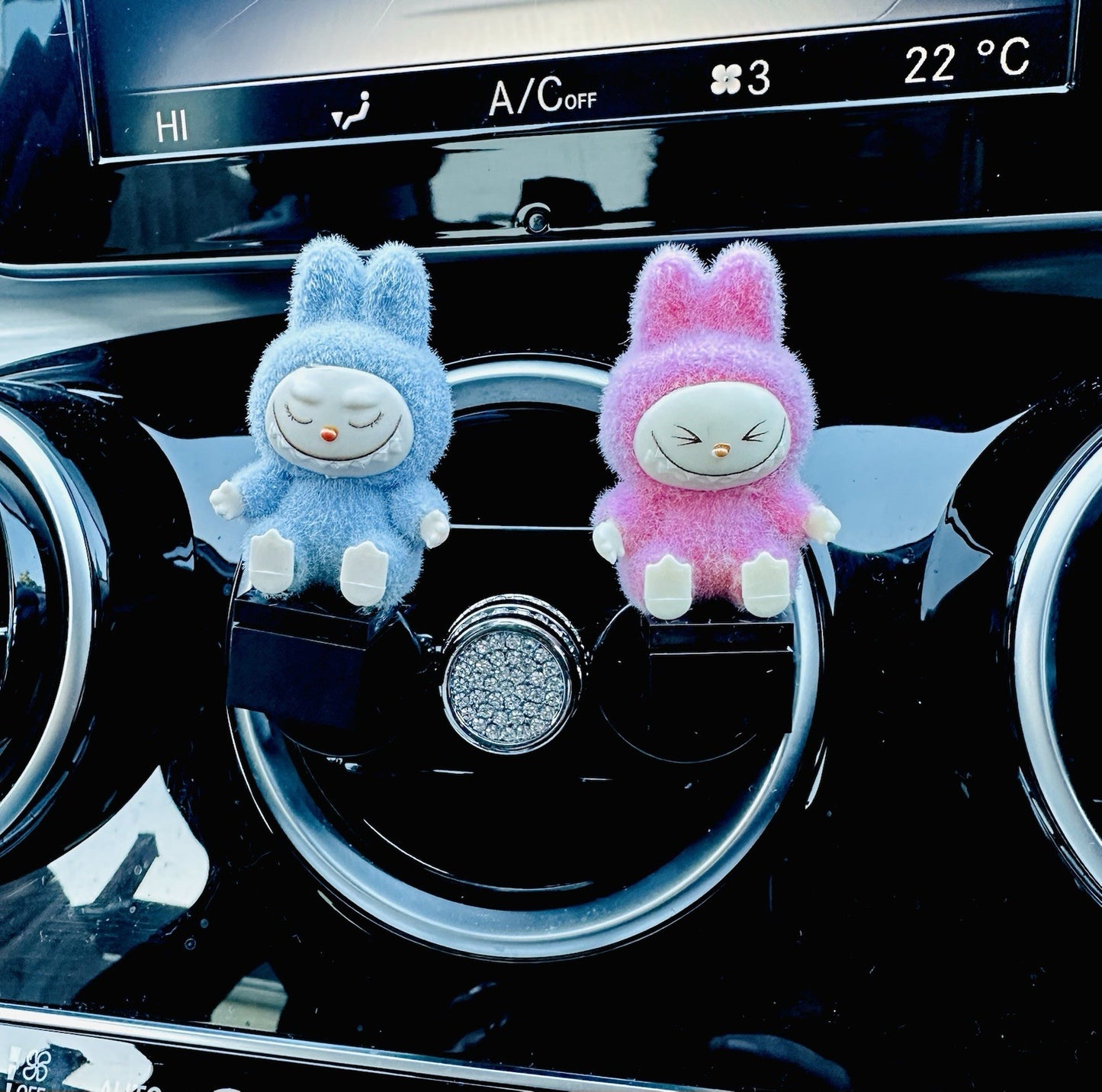 3D Monster Labububu Air Freshener Mini Figure flock Car Clip Vent Scent  Gift