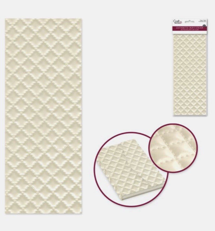 Leatherette Cream Self Adhesive Sticker Sheet Diamond 10cm X 25cm Upcycle Craft