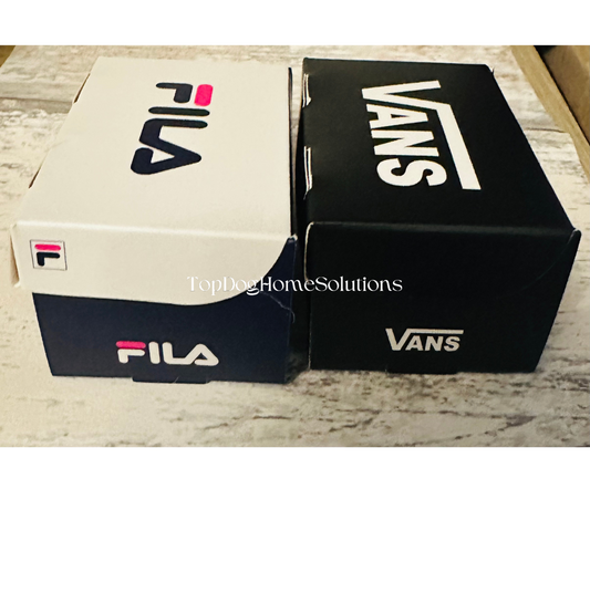 Vans & Fila Mini Trainer Sneaker Shoe Box Gift Sports Football Black White Blue