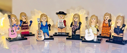 Cute Taylor Inspired 3D Mini Figure On Stand Eras Gift Cake Topper Brick