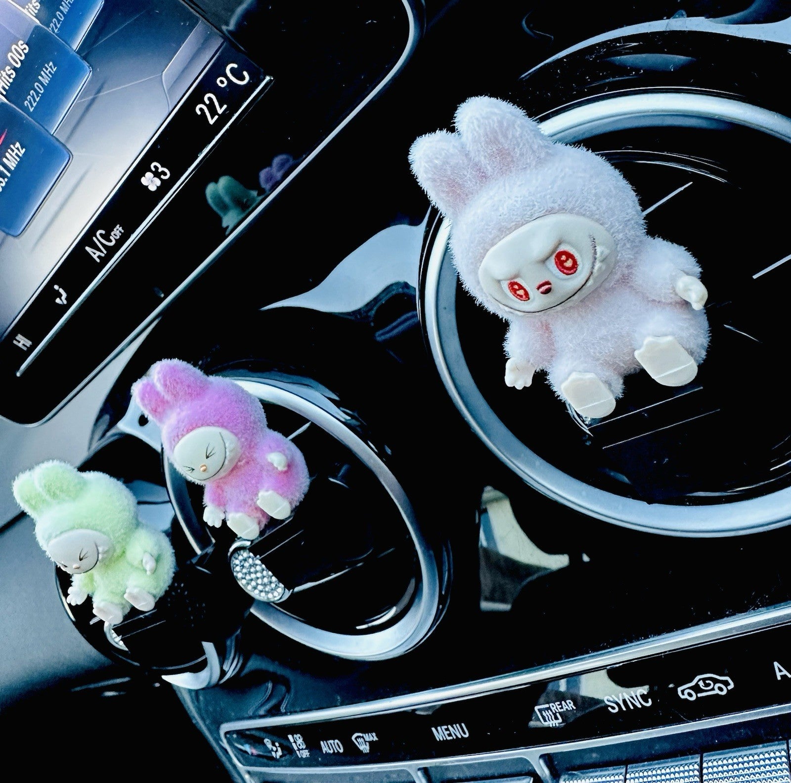 3D Monster Labububu Air Freshener Mini Figure flock Car Clip Vent Scent  Gift