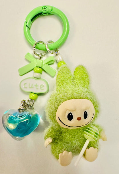 Monster lolipop La # Bu Keyring 3D Heart Charms Kawaii Doll Teddy Keychain Bag