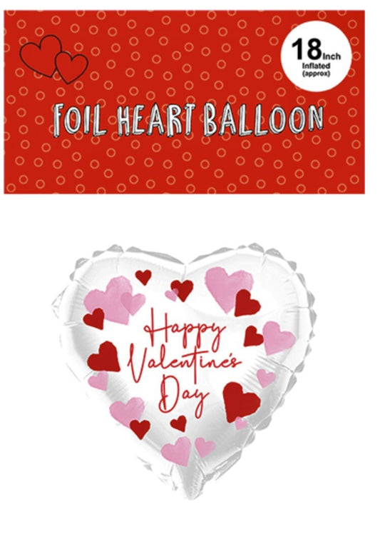 Valentines Heart Balloon Red/ White Self Inflating air  18" Foil & Ribbon Gift❤️