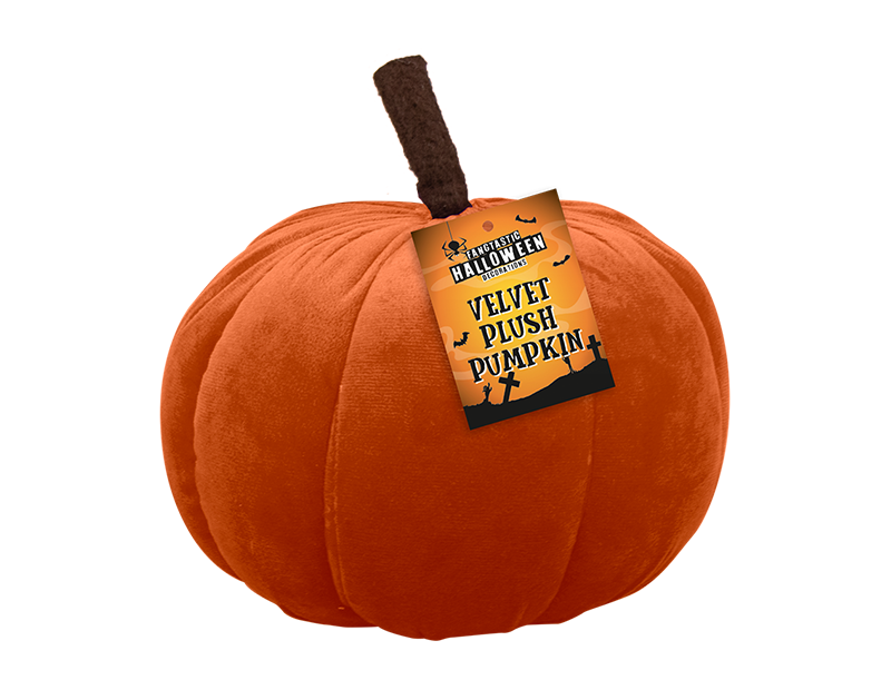 Halloween Pumpkin Cushion 3D x 3 Plush Velvet White Orange Black Decoration 16cm
