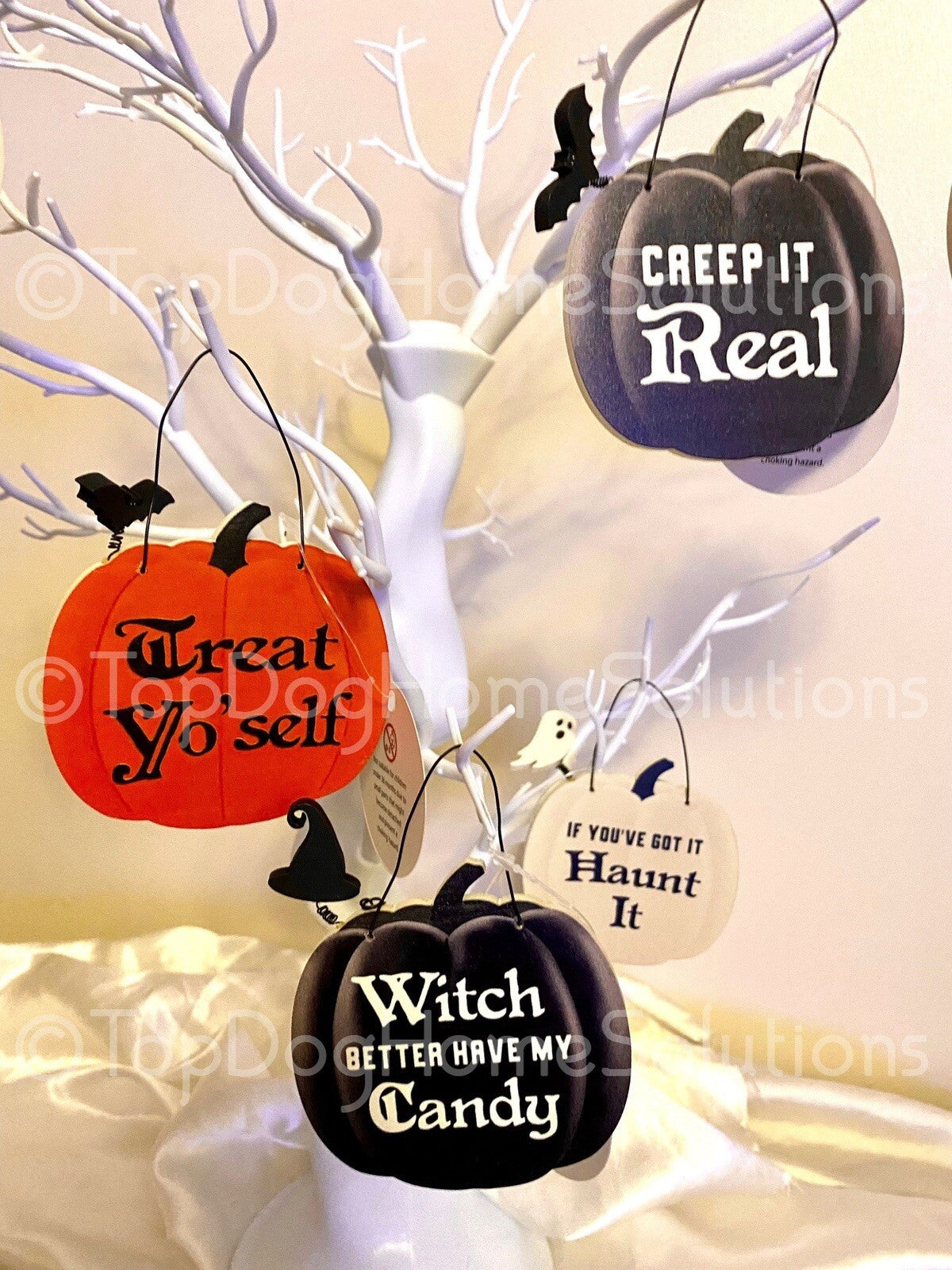 Funny Halloween Sign Hanging Decoration Pumpkin Ghost Bat Rustic Humour joke