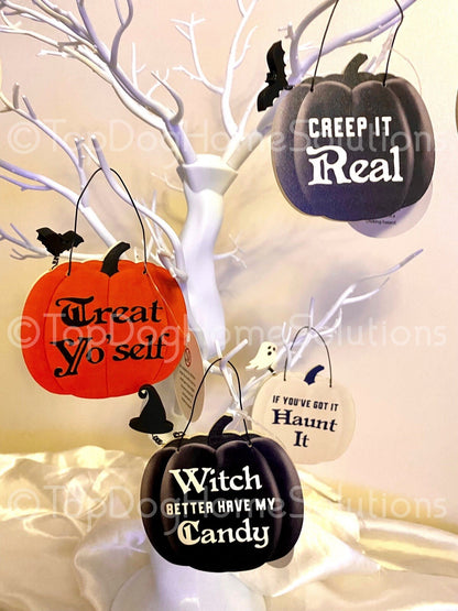 Funny Halloween Sign Hanging Decoration Pumpkin Ghost Bat Rustic Humour joke