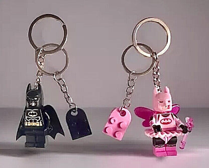 Batman Valentines 2 Couples Keyring Pink Batgirl DC Bag Charm Car Chain Key Gift