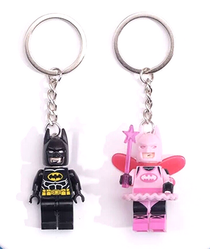 3D Fairy Batman 2 Couples Keyring Pink Batgirl DC Bag Charm Car Chain Key Gift