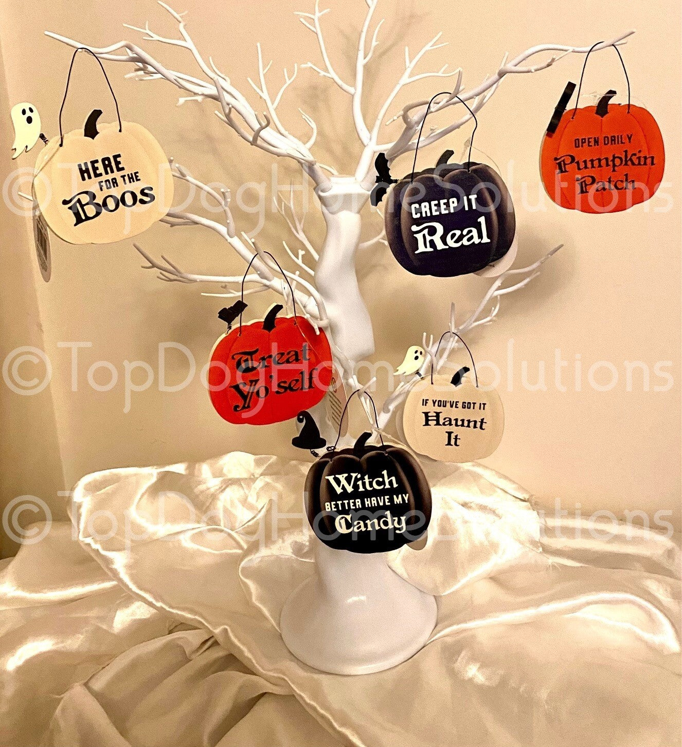 Funny Halloween Sign Hanging Decoration Pumpkin Ghost Bat Rustic Humour joke