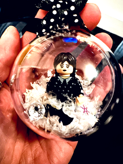 Christmas Wednesday Addams Mini Figure Bauble Hanging Snowflake Tree 3D Handmade