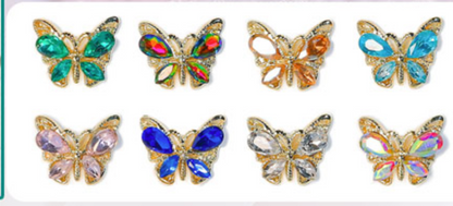 Butterfly Nail Art Gem 3D Flat Back Rhinestone Charm Crystal Acrylic Gel X 10