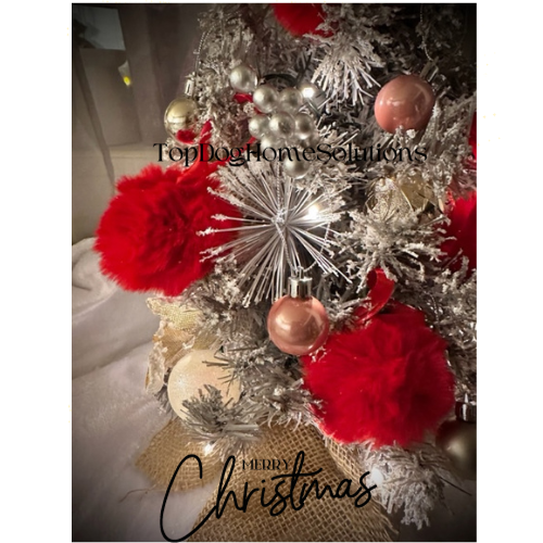 Christmas Furry Red Pom Pom Decorations Tree Hanging Rudolph Nose Bauble Ball
