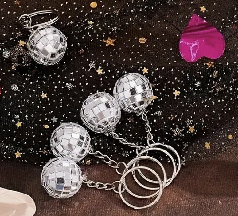 Disco Diva Mirror Ball Keyring X 1 3D Keychain Dance 70’s Organza Gift Bag 2.5