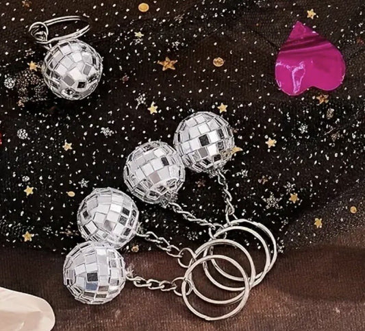 Disco Diva Mirror Ball Keyring X 1 3D Keychain Dance 70’s Organza Gift Bag 2.5