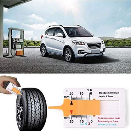 CAR TYRE DEPTH TREAD GAUGE VAN BIKE KEYRING SMALL POCKET SIZE MEASURING PORTABLE