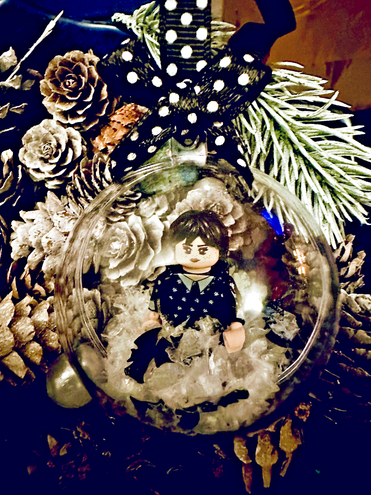 Christmas Wednesday Addams Mini Figure Bauble Hanging Snowflake Tree 3D Handmade