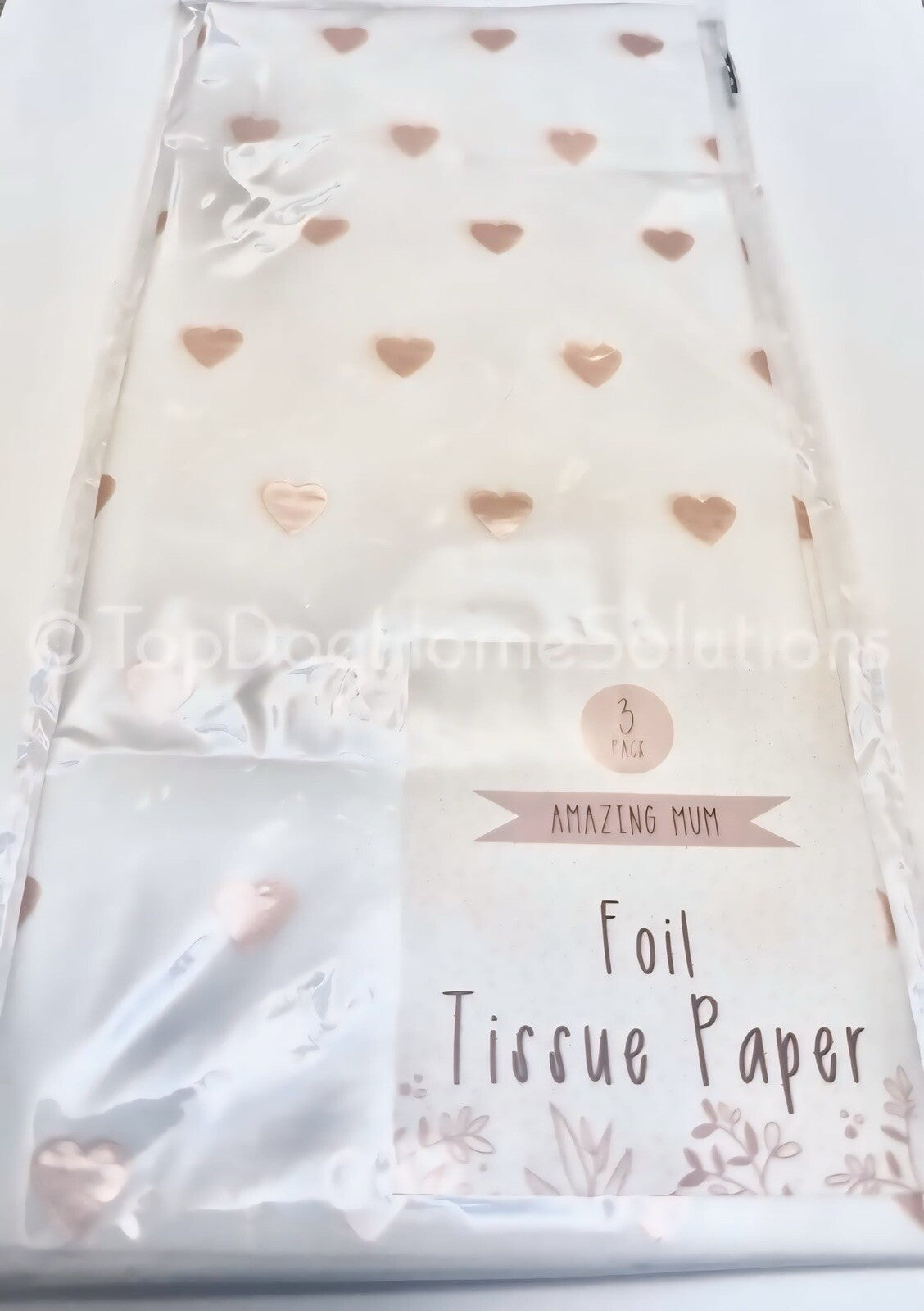 Hearts Tissue Valentine Wrap Paper Bag Rose Gold Foil 3 Sheets Gifts Presents