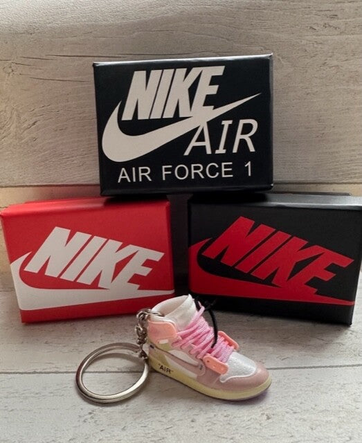 Mini Nike Jordan 3D Trainer sneaker Keyring Keychain Pink White shoe Gift Box
