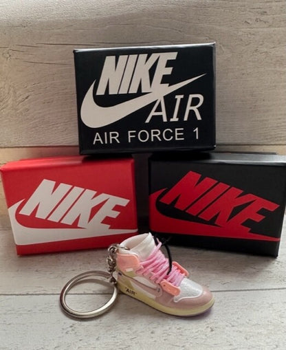 Mini Nike Jordan 3D Trainer sneaker Keyring Keychain Pink White shoe Gift Box