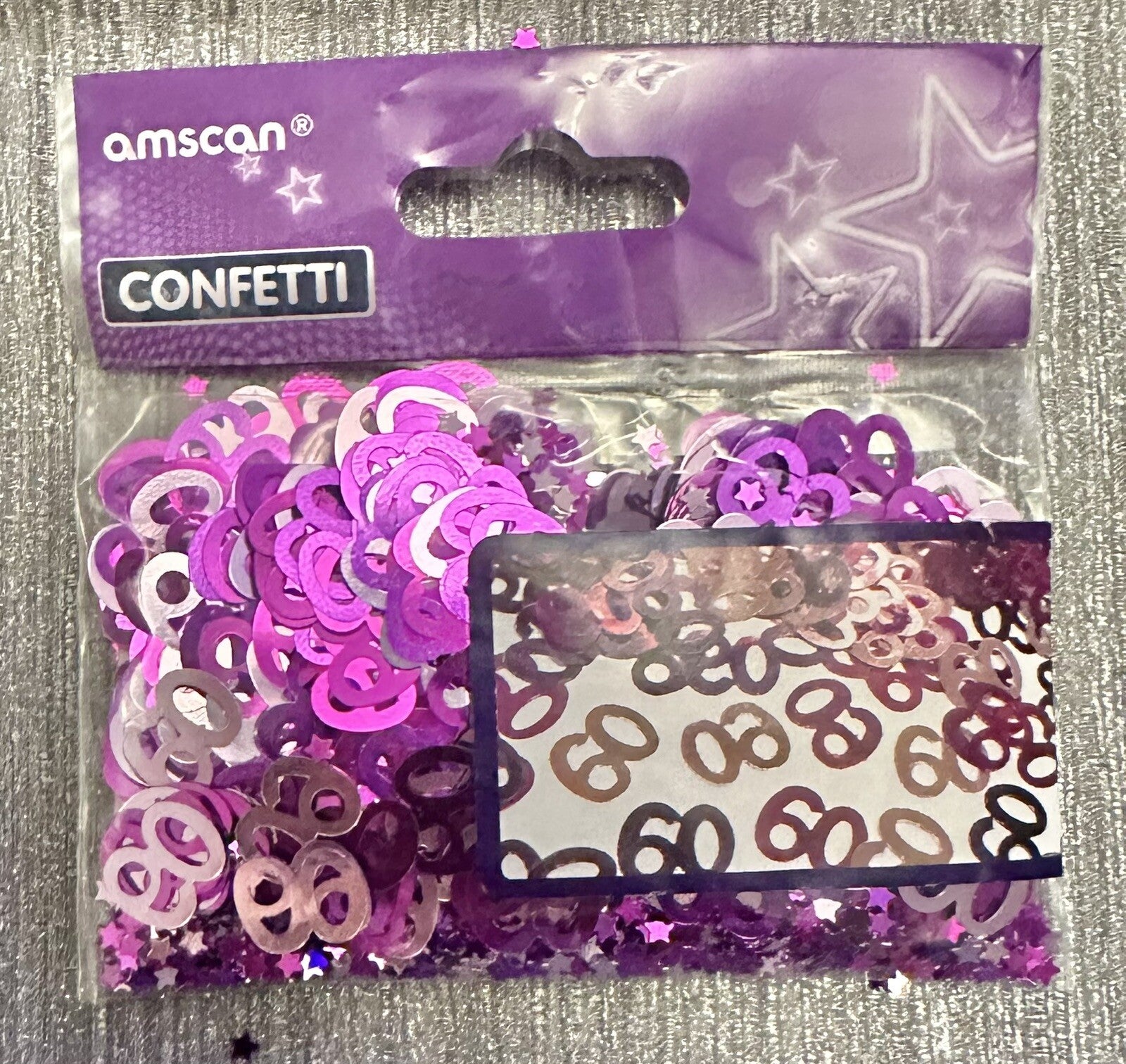 Pink 60th Table Confetti Birthday Party Silver Scatter Sparkle foil Decorations