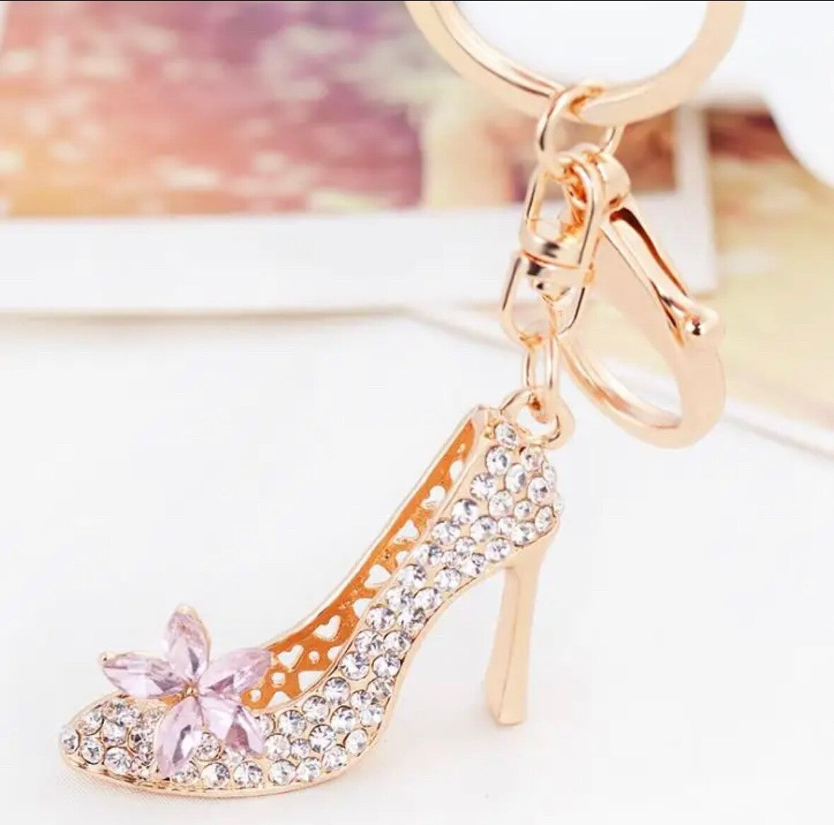 Crystal High Heel Shoe Key ring Car Chain Bag Charm Shiny Rhinestone Gift Bling