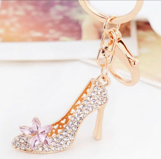 Crystal High Heel Shoe Key ring Car Chain Bag Charm Shiny Rhinestone Gift Bling