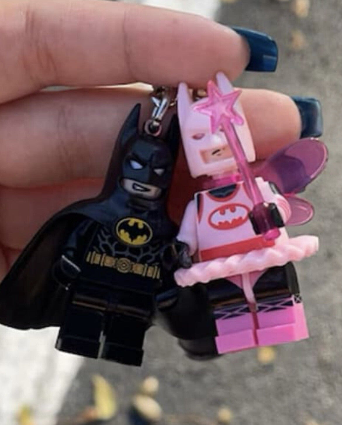 Batman Figure Keyring Couples Love Pink Batgirl Mini DC Bag Charm Gift Car Key