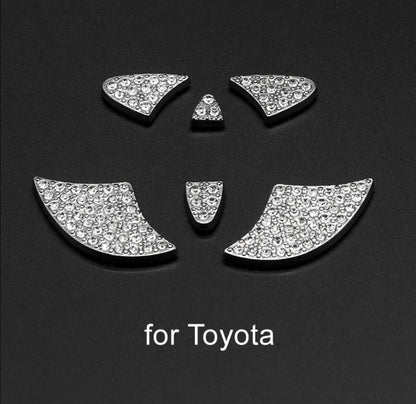 Car Toyota Rhinestone Steering Wheel Center Emblem Trim Diamond Sticker Logo