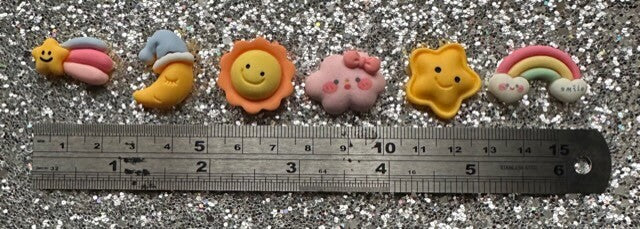 Card Craft Embellishment Cloud Moon Flatback Cabochons Nursery Rainbow Sun Star