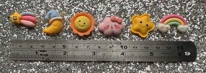 Card Craft Embellishment Cloud Moon Flatback Cabochons Nursery Rainbow Sun Star