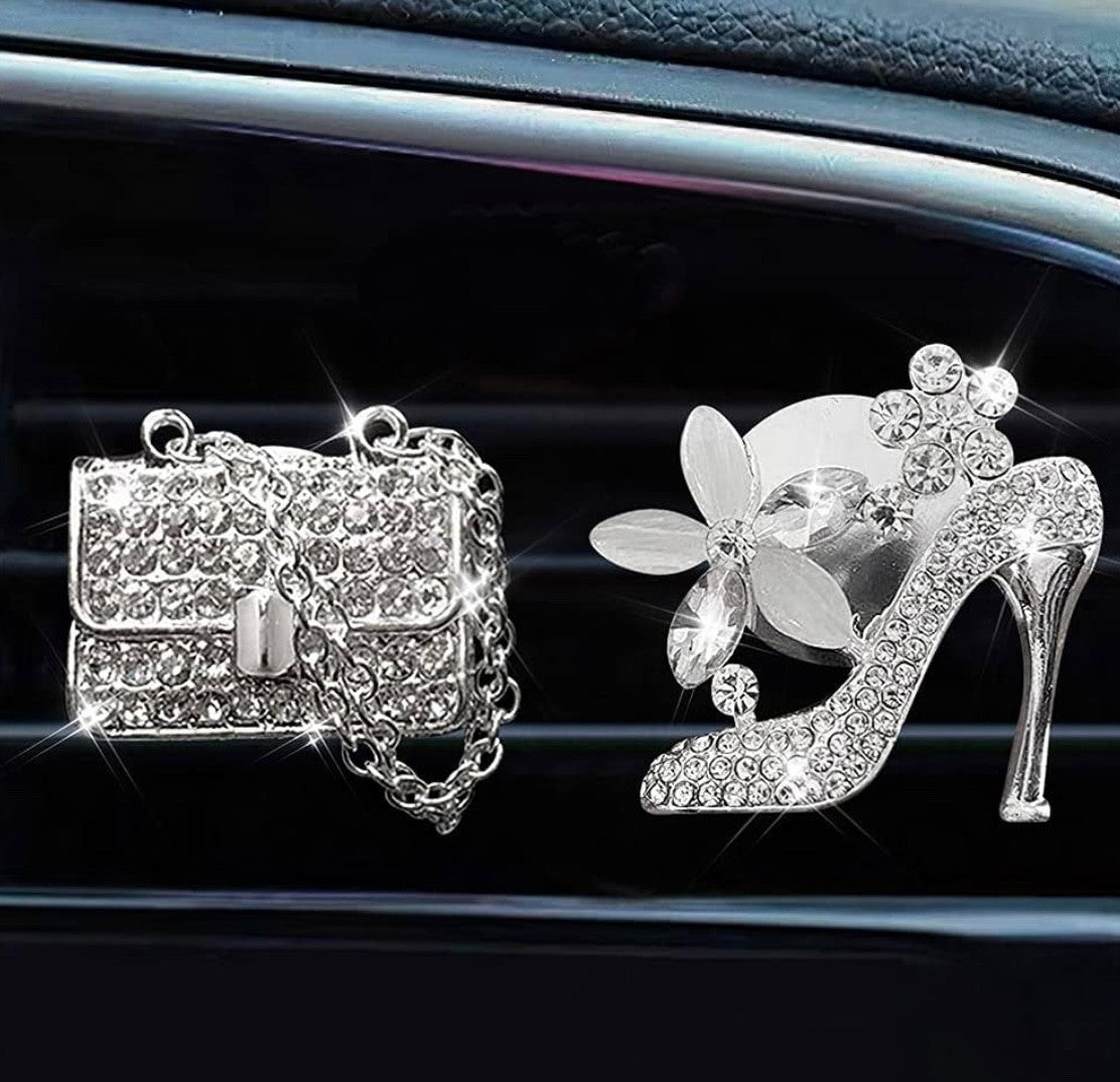 Car Handbag & shoe Air Freshener Bling Clip Vent Crystal Scented Christmas Gift