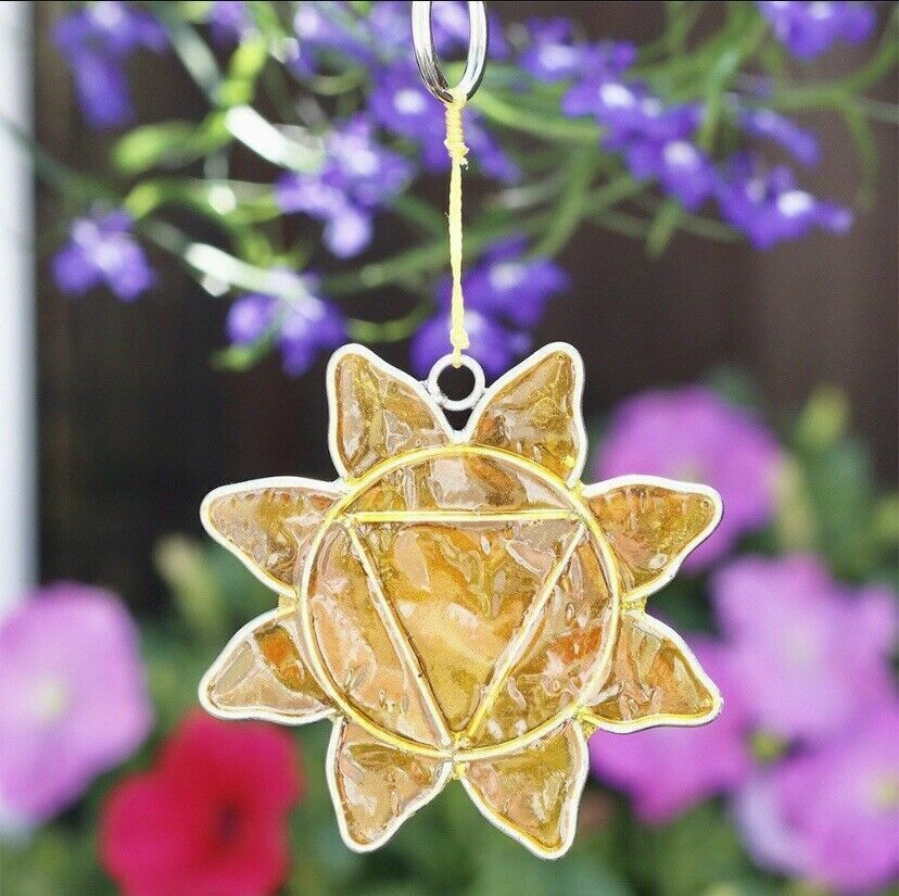 Sun catcher 7 Chakra spiritual sacral third eye hanging Handmade Colour Glass 