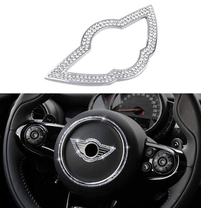 Car Mini Rhinestone Steering Wheel Center Emblem Cooper Diamond Sticker Logo