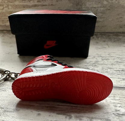 Mini Nike Jordan 3D Trainer sneaker Keyring Bright Red Black shoe Gift Box