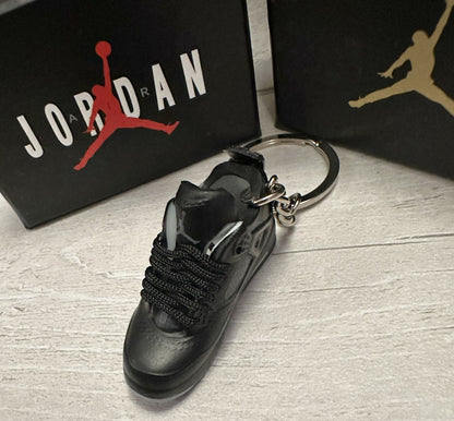Mini Nike Jordan 4 3D Trainer sneaker Keyring Black Cats shoe Gift Box