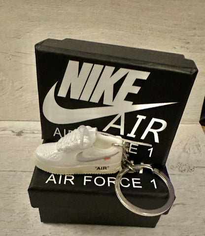 Nike Air Force 1 3D Trainer sneaker Keyring White shoe Mini Low Gift Box Car key