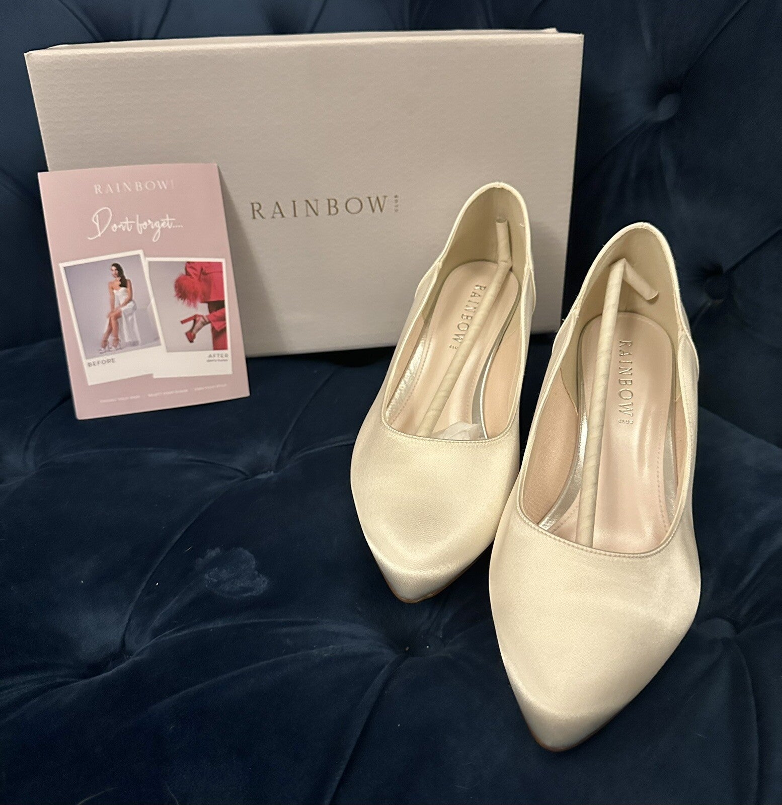 Ivory Satin Wedding Bridal Brides Maids Floral Trim Shoes Ladies Sz 6 BNIB Xmas