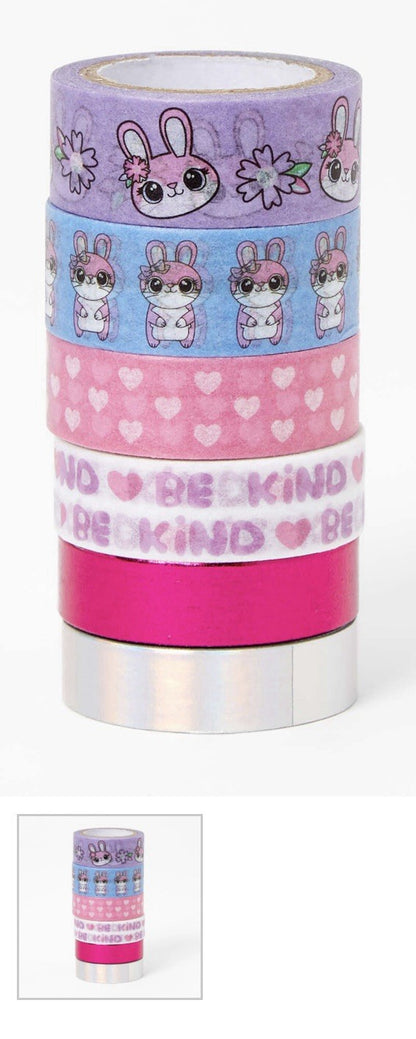 2 Pk 6 Clares Anime Hearts Gift Wrapping Washi Paper Masking Tape Craft Bunnies