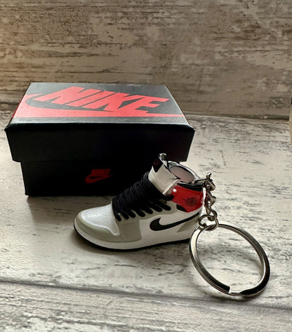 Nike Mini Jordan 3D Trainer sneaker Keyring Grey White Red Black shoe Gift Box