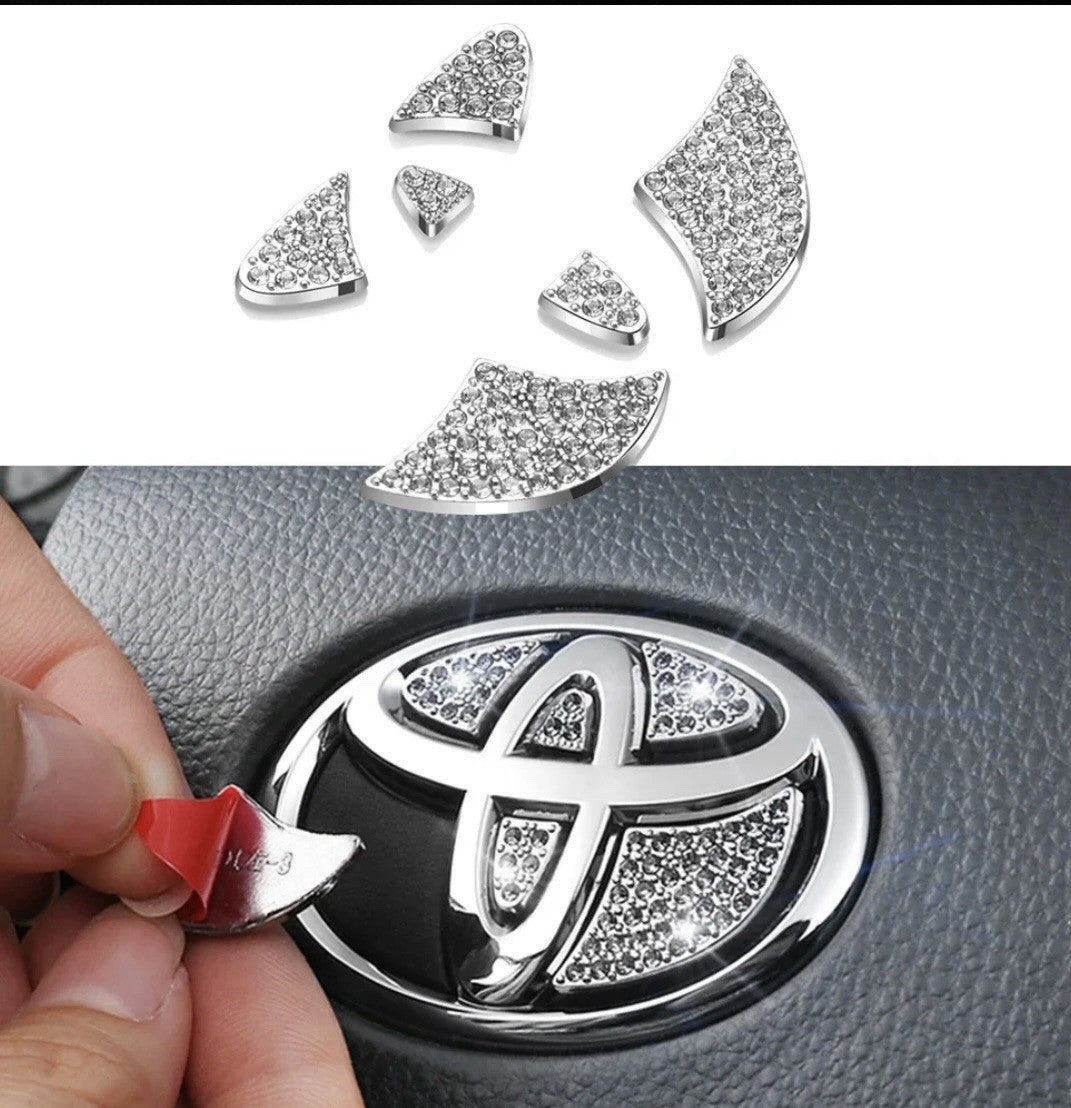 Car Toyota Rhinestone Steering Wheel Center Emblem Trim Diamond Sticker Logo