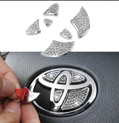 Car Toyota Rhinestone Steering Wheel Center Emblem Trim Diamond Sticker Logo