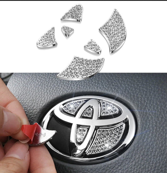 Car Toyota Rhinestone Steering Wheel Center Emblem Trim Diamond Sticker Logo
