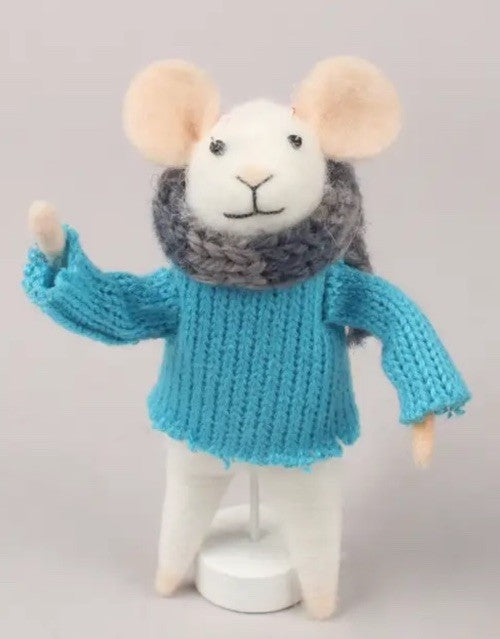 Christmas Mouse Hanging Felt Jumper Handmade & scarf Decoration Winter Ornament